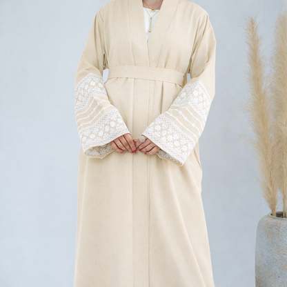 Ivory Weave Open Abaya