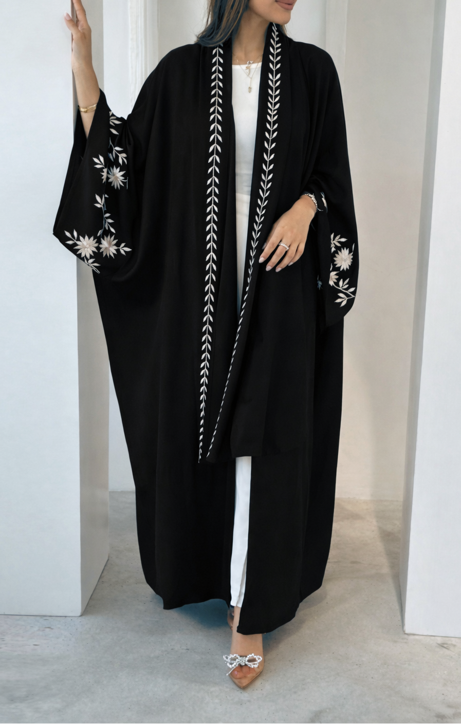 Midnight Butterfly Open Abaya
