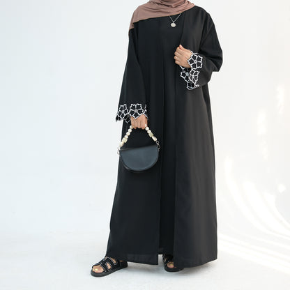 Noir Bloom Open Abaya