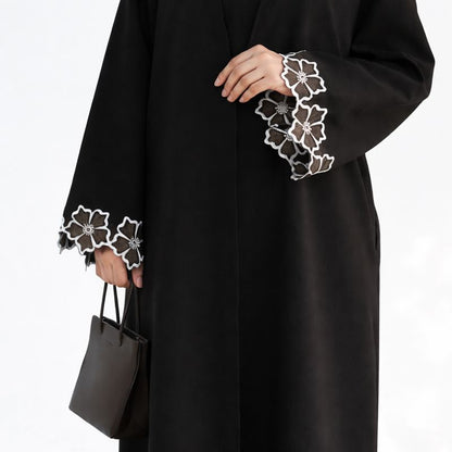 Noir Bloom Open Abaya