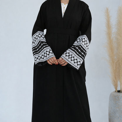 Noir Weave Open Abaya