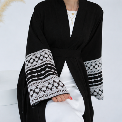 Noir Weave Open Abaya