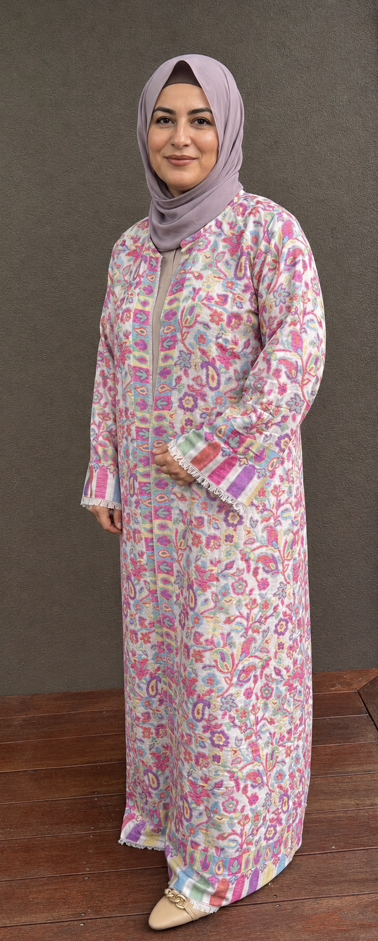 Floral Bloom Pashmina Open Abaya