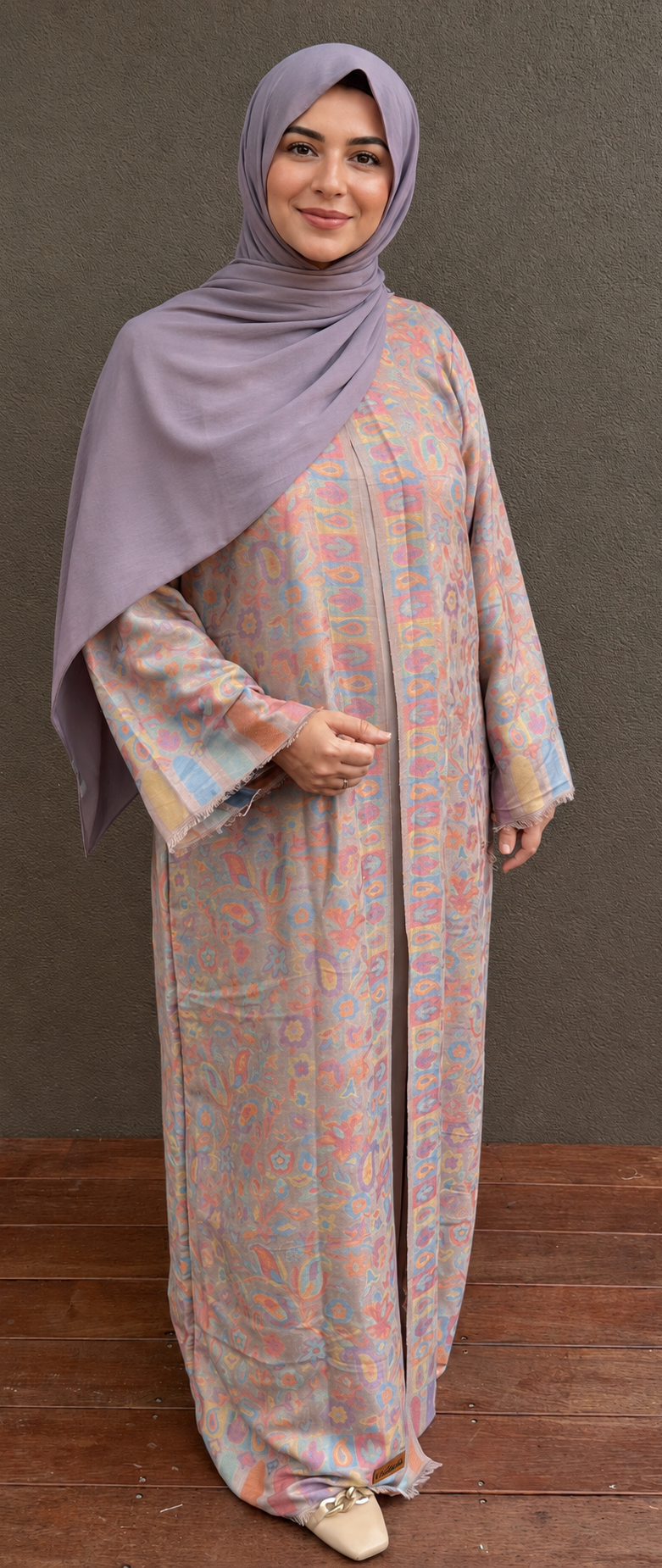 Lavender Bloom Pashmina Open Abaya
