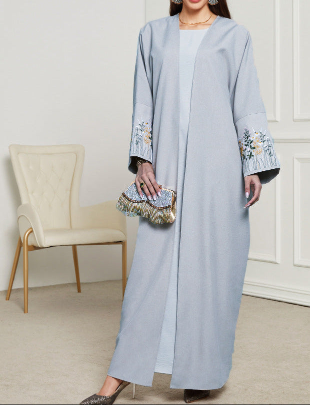 Sky Embroidered Open Abaya