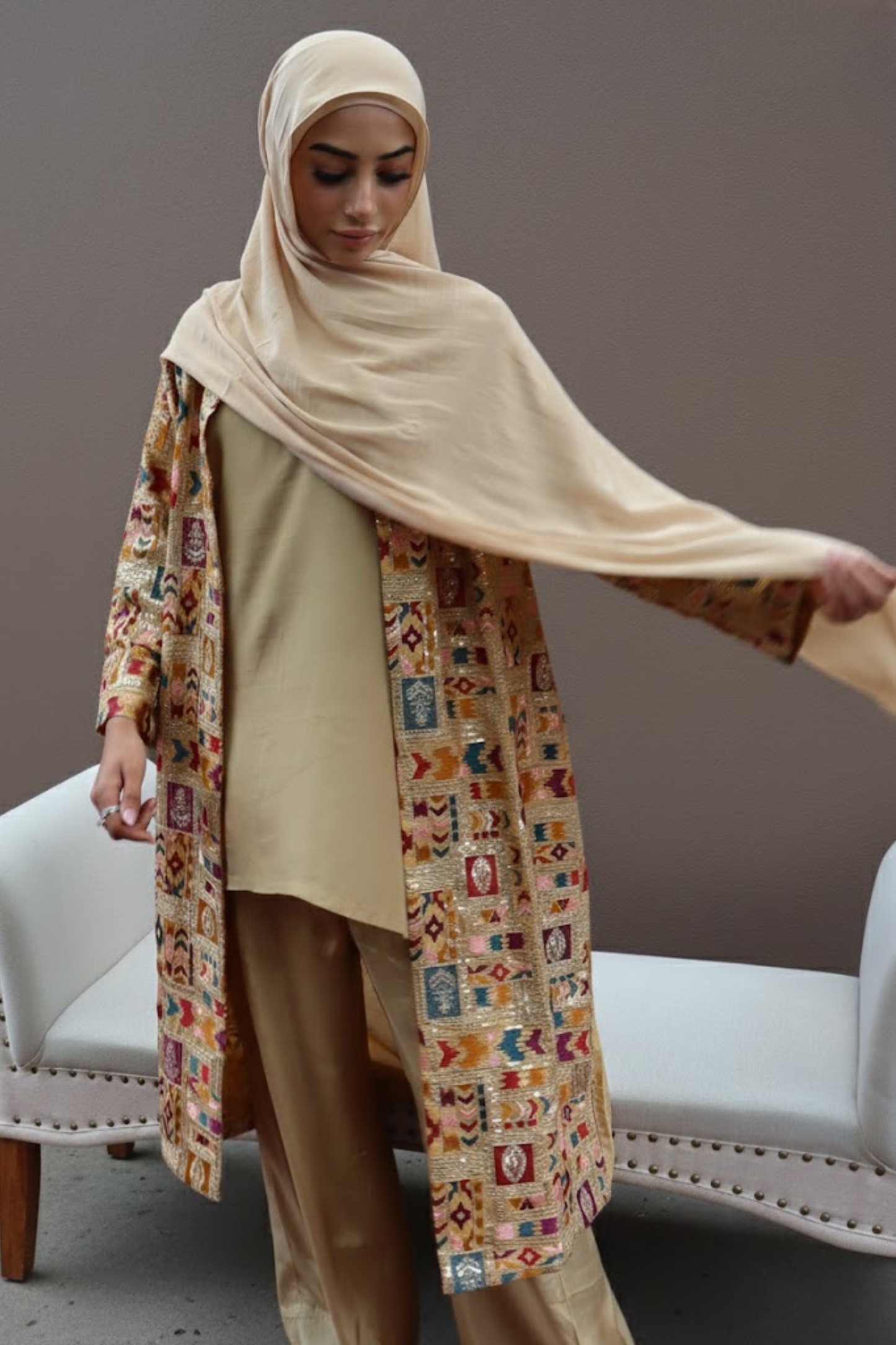 Zariya Statement Longline Overlay - Gold