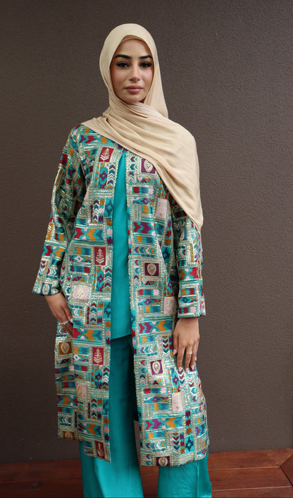 Zariya Statement Longline Overlay - Sea Green