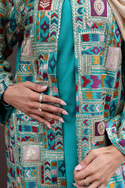 Zariya Statement Longline Overlay - Sea Green