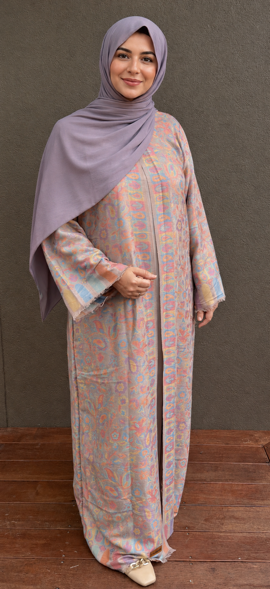 Lavender Bloom Pashmina Open Abaya