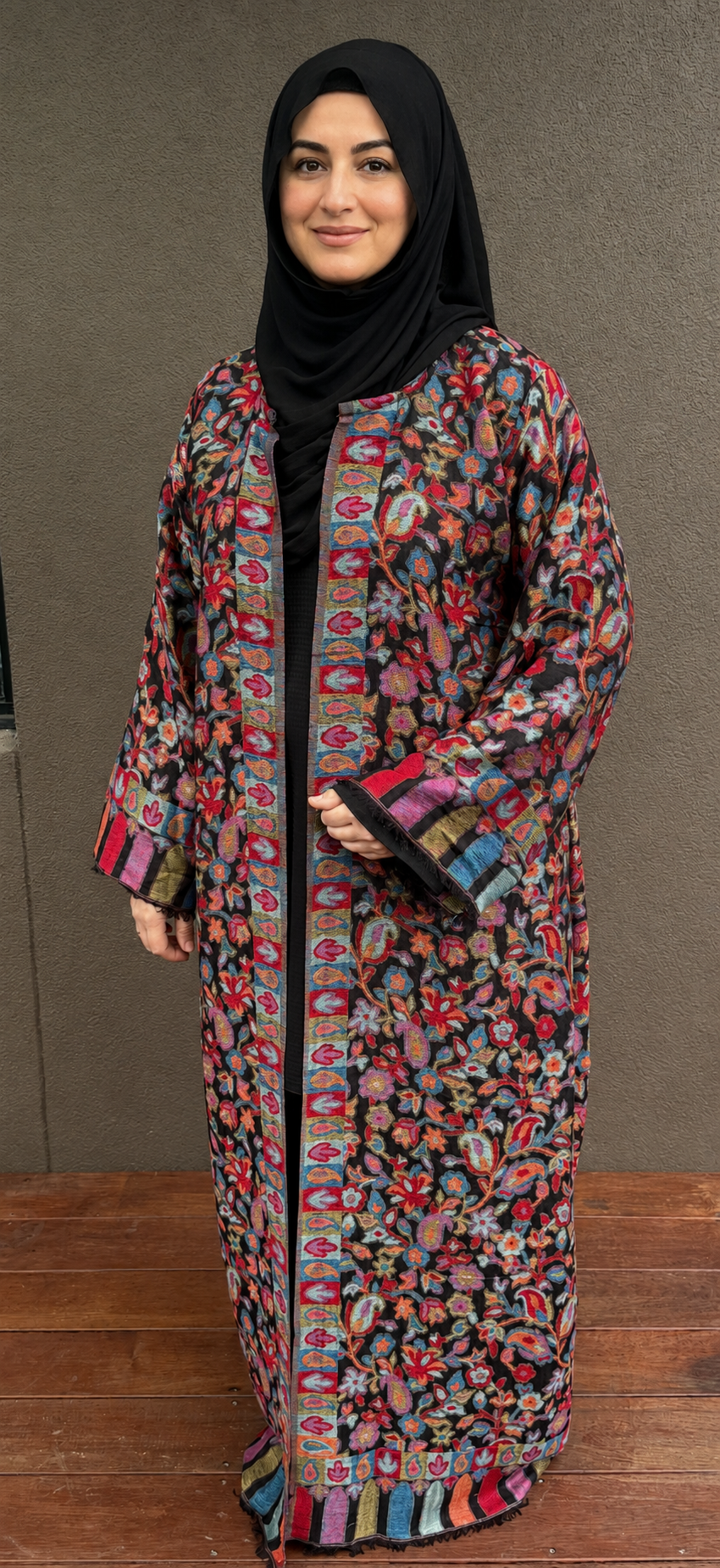 Crimson Garden Pashmina Open Abaya