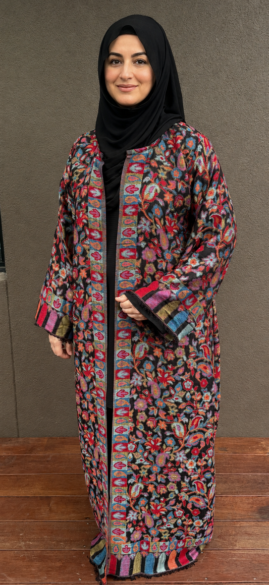 Crimson Garden Pashmina Open Abaya