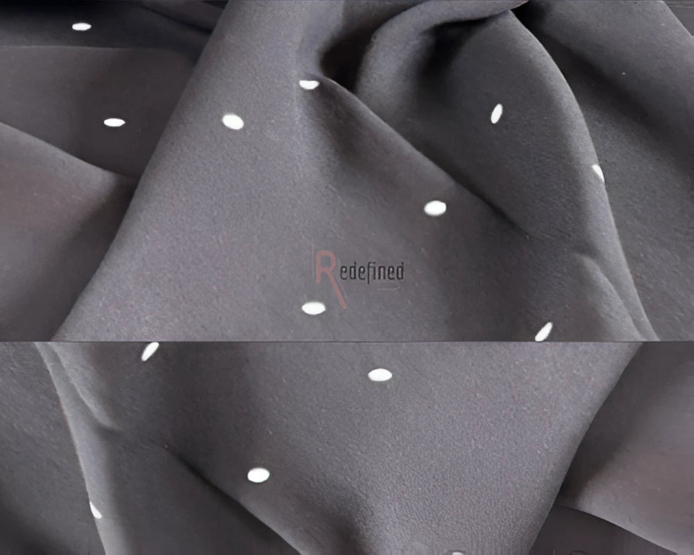 Chiffon Printed Scarf Black colour with White Dots