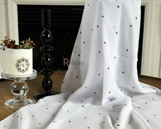 Chiffon Printed Scarf Mauve colour with Black Dots