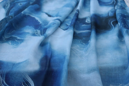 Ocean Blue Printed Modal Hijab