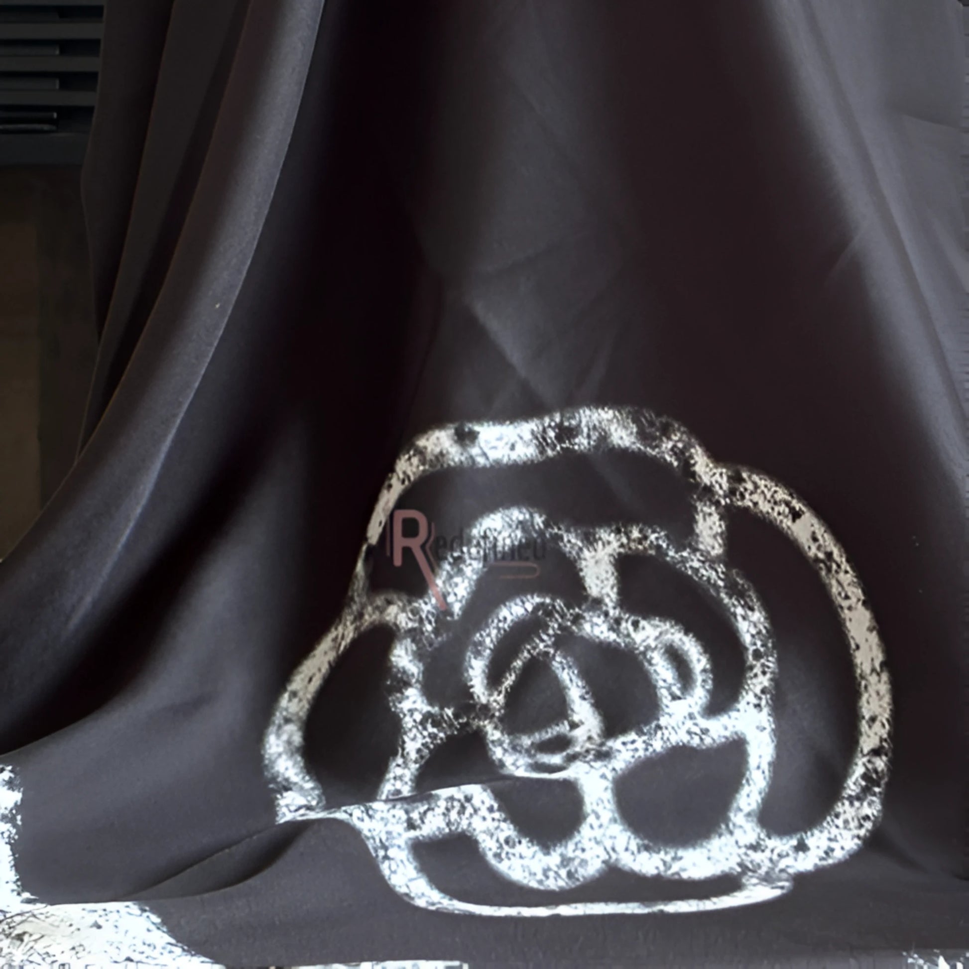 Silk Hijab/Scarf - Black White Flower