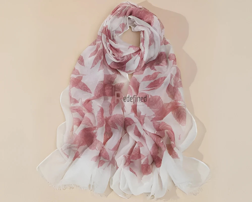 Tassel Scarf White Pink colour