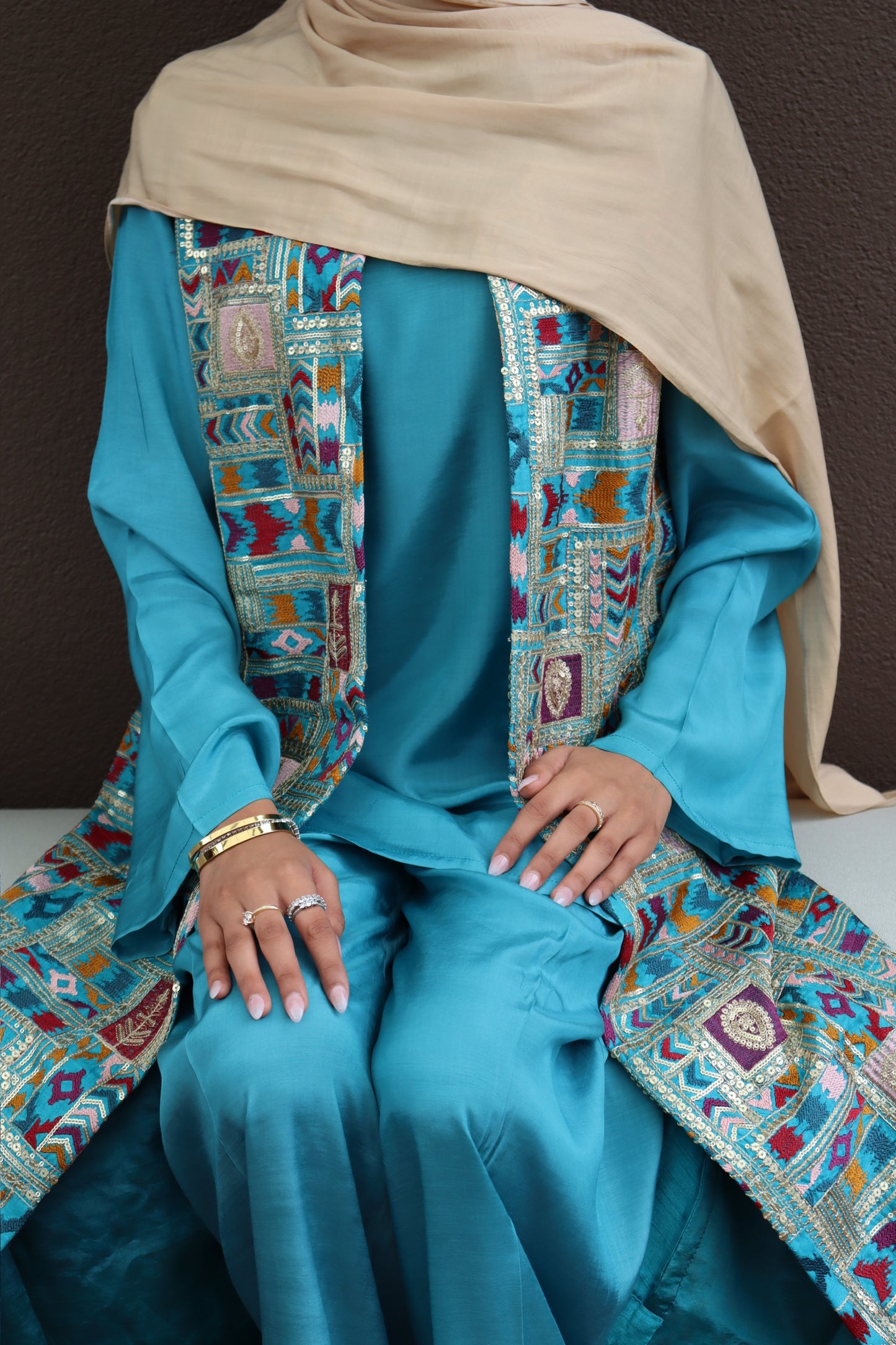 Zariya Statement Longline Vest - Aqua