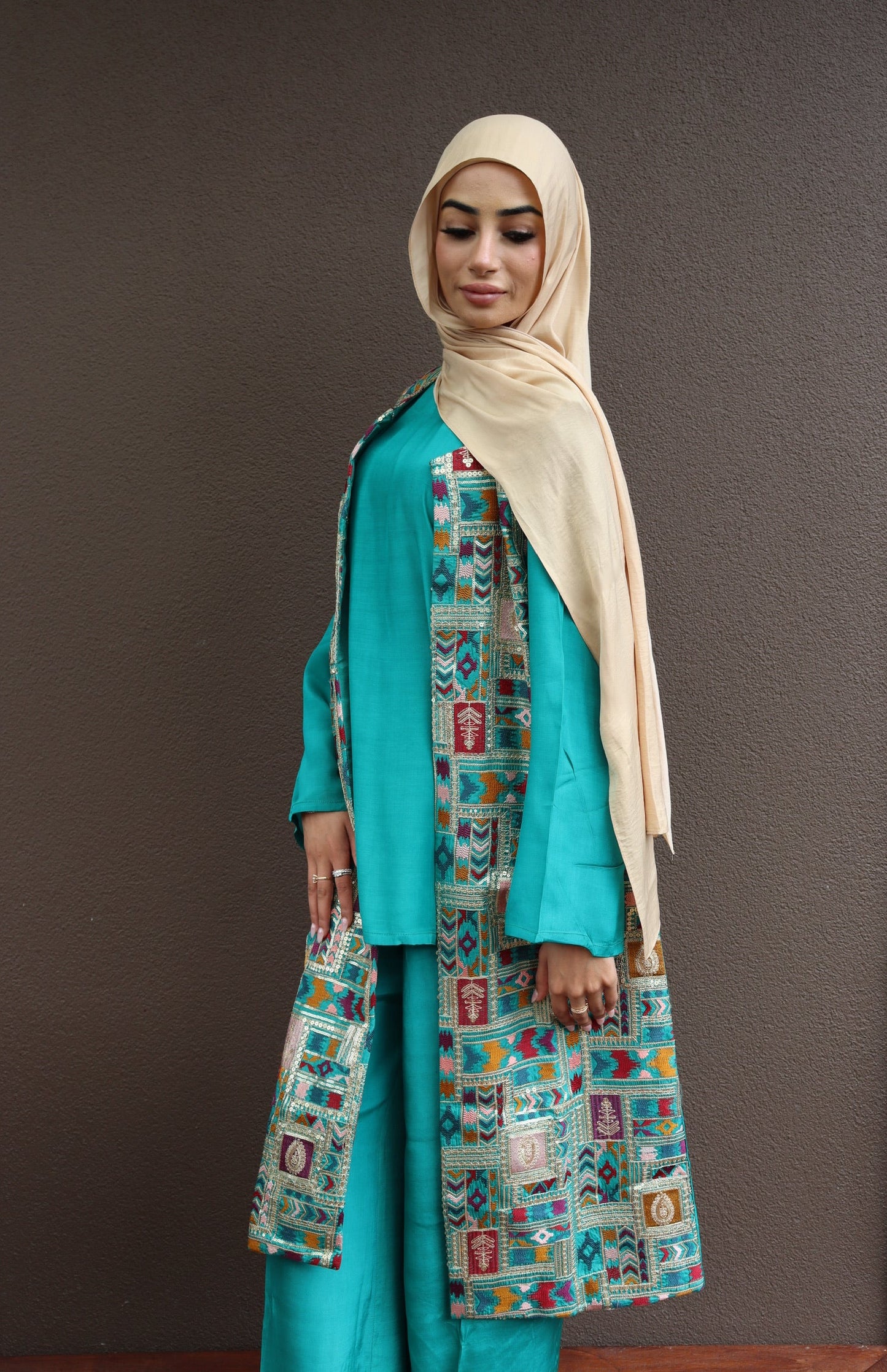 Zariya Statement Longline Vest - Sea Green