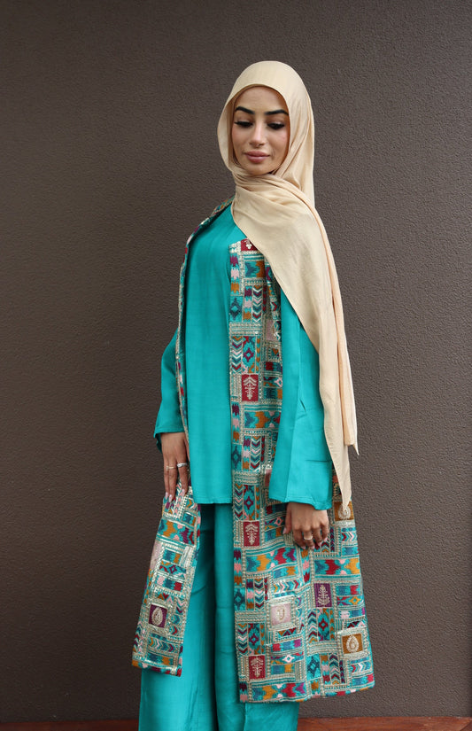 Zariya Statement Longline Vest - Sea Green