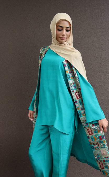 Zariya Statement Longline Vest - Sea Green