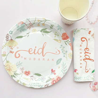 EID Mubarak Plate (Pack of 10) - Floral Theme